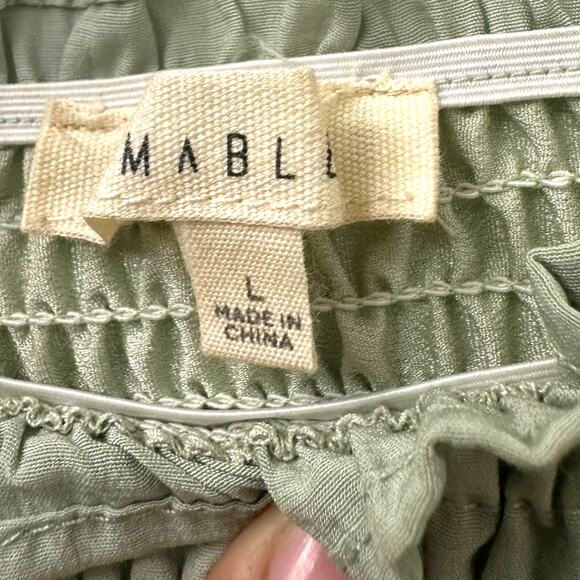 Mable L Pastel Green Mini Dress Badale Smocked Ruffles Satin Coquette Feminine - Picture 8 of 10